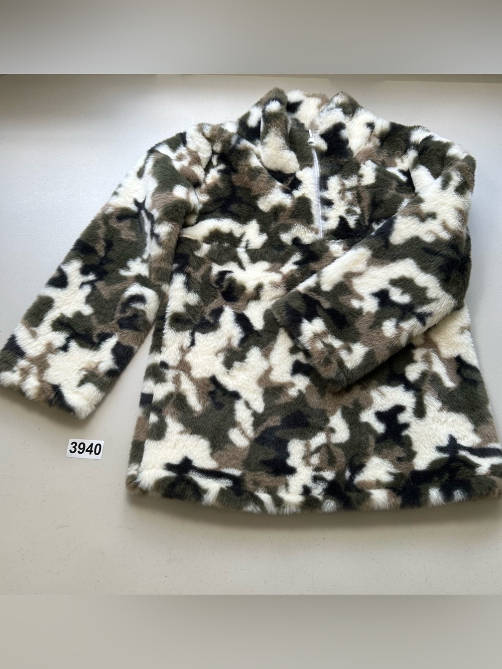 Fleece Pullover Jacket 1/4 Zip Kids 2XL Camouflage